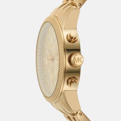 Michael Kors Hutton Men Quartz Gold Dial Chronograph Stainless Steel Watch Mk8953
