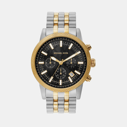 Michael Kors Hutton Men Quartz Black Dial Chronograph Stainless Steel Watch Mk8954