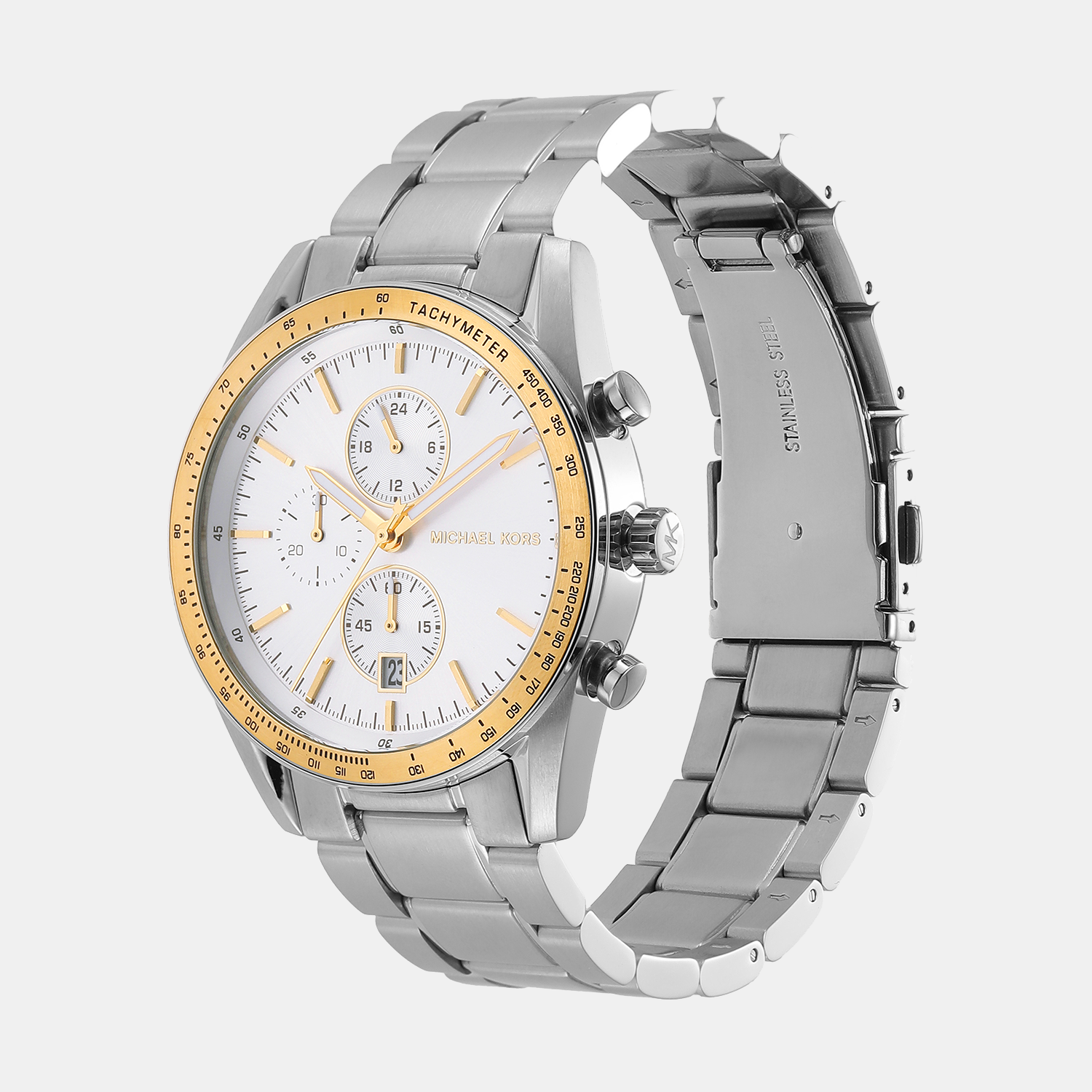 Michael Kors Warren Men Quartz White Dial Chronograph Stainless Steel Watch Mk9112