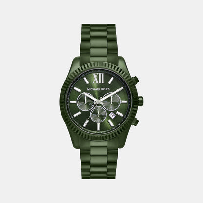 Michael Kors Lexington Men Quartz Green Dial Chronograph Stainless Steel Watch Mk9166