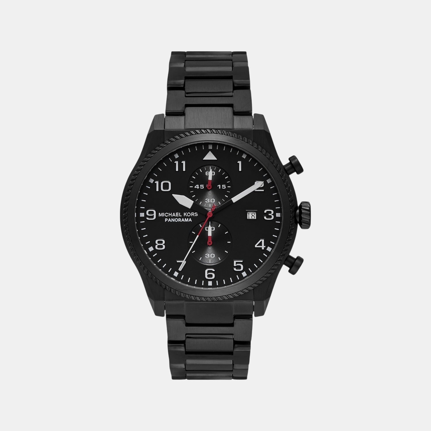 Michael Kors Panorama Men Quartz Black Dial Chronograph Stainless Steel Watch Mk9198