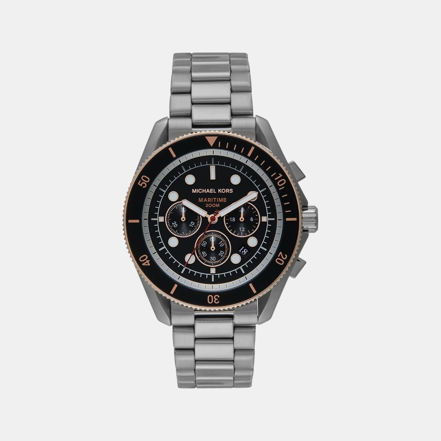Michael Kors Maritime Men Quartz Black Dial Chronograph Stainless Steel Watch Mk9204
