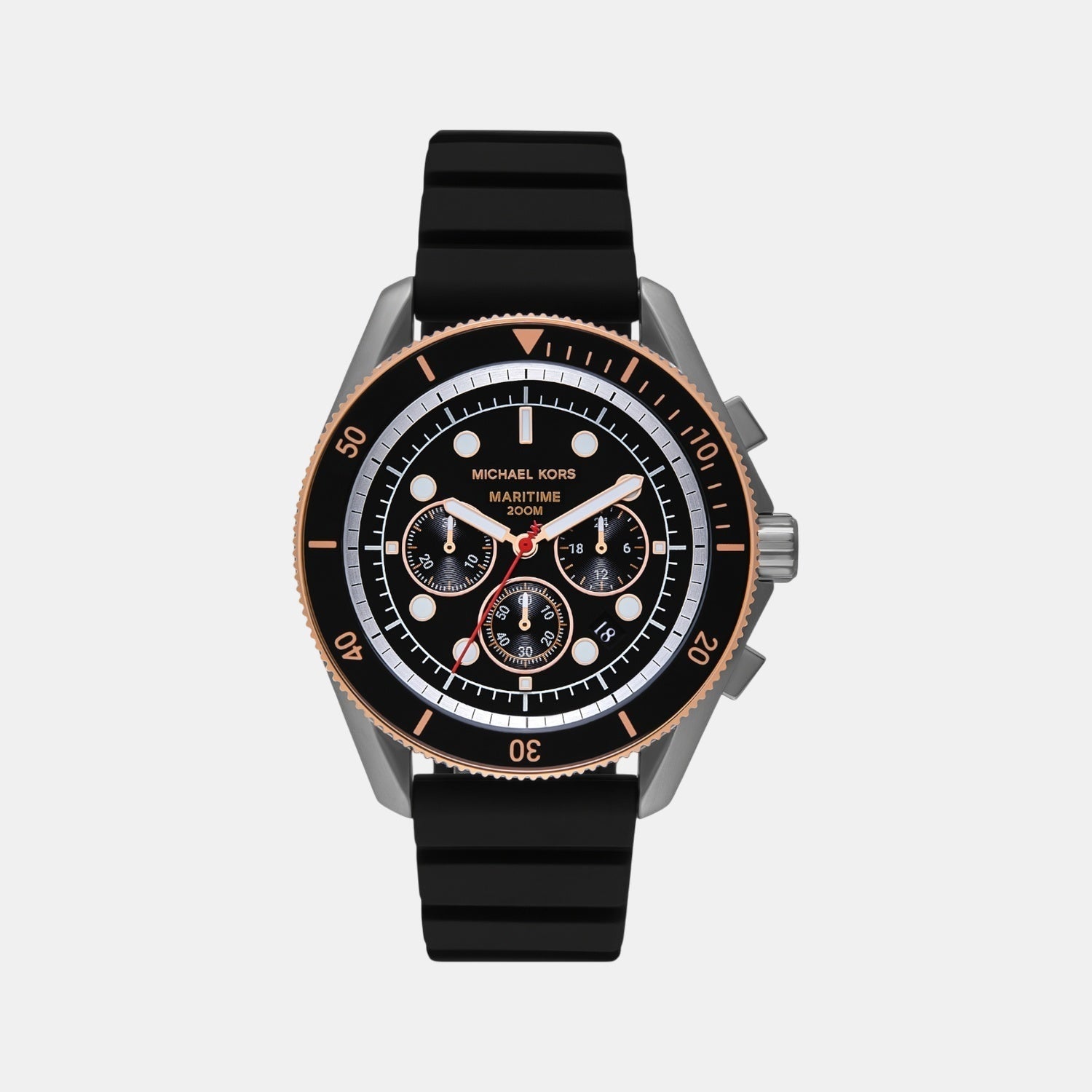 Michael Kors Maritime Men Quartz Black Dial Chronograph Silicone Watch Mk9206