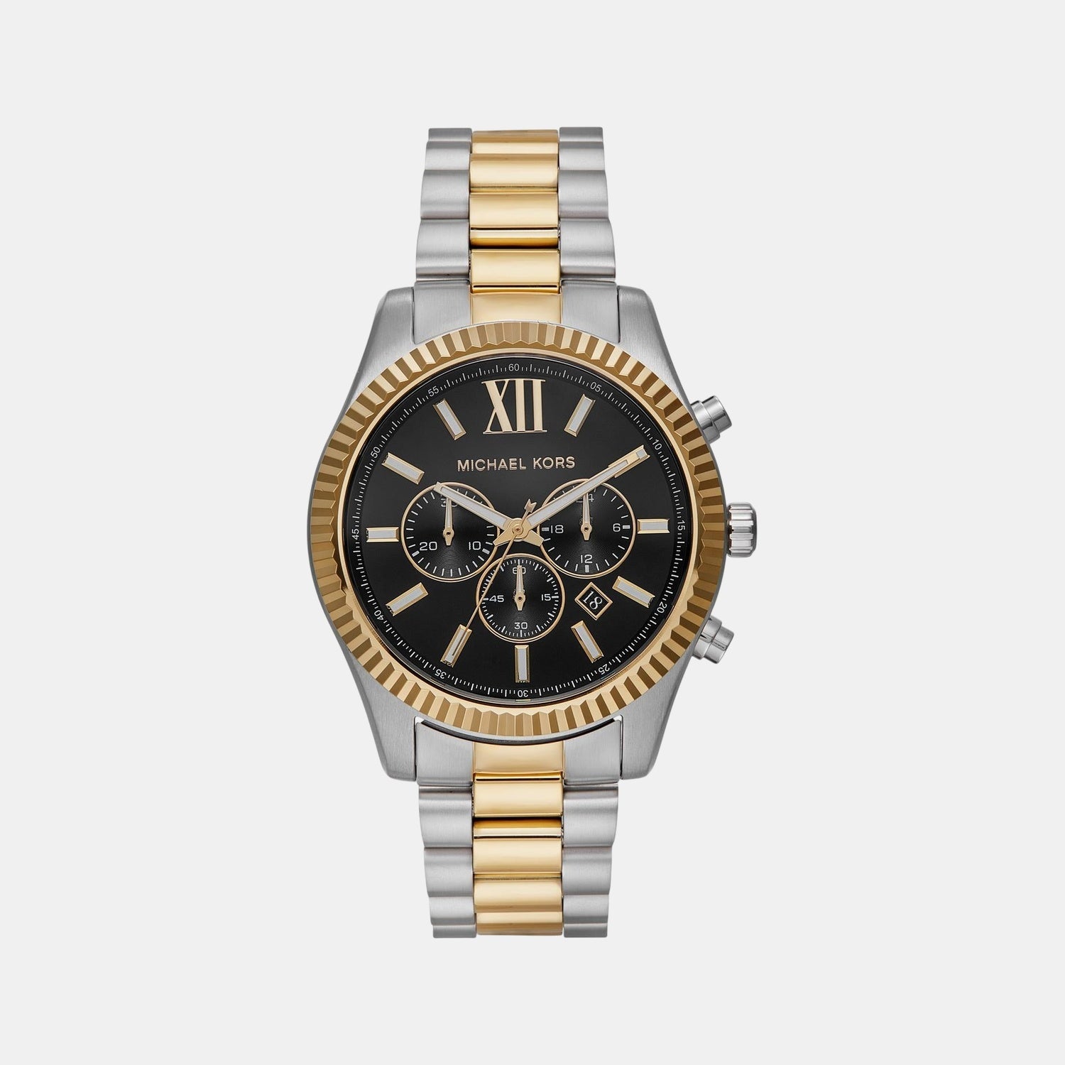 Michael Kors Lexington Men Quartz Black Dial Chronograph Stainless Steel Watch Mk9207