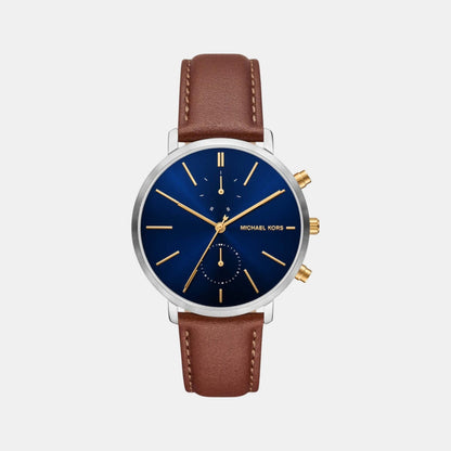 Michael Kors Blake Men Quartz Blue Dial Chronograph Leather Watch Mk9209