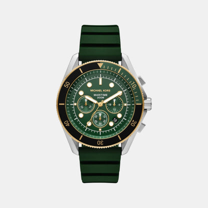 Michael Kors Maritime Men Quartz Green Dial Chronograph Silicone Watch Mk9214