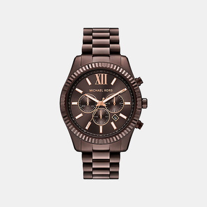 Michael Kors Lexington Men Quartz Brown Dial Analog Stainless Steel Watch Mk9224