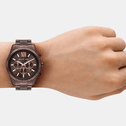 Michael Kors Lexington Men Quartz Brown Dial Analog Stainless Steel Watch Mk9224