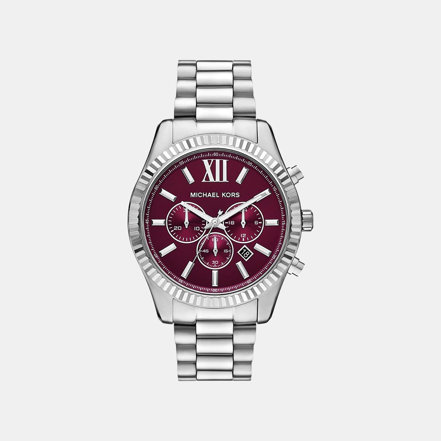 Michael Kors Lexington Men Quartz Red Dial Chronograph Stainless Steel Watch Mk9242
