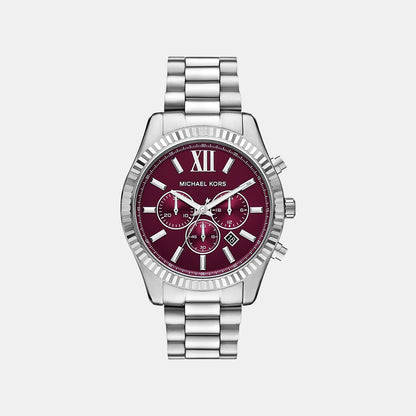 Michael Kors Lexington Men Quartz Red Dial Chronograph Stainless Steel Watch Mk9242