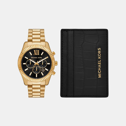 Michael Kors Lexington Men Quartz Black Dial Chronograph Stainless Steel Watch Mk9245Set