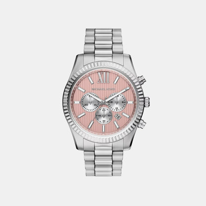 Michael Kors Lexington Men Quartz Pink Dial Chronograph Stainless Steel Watch Mk9247