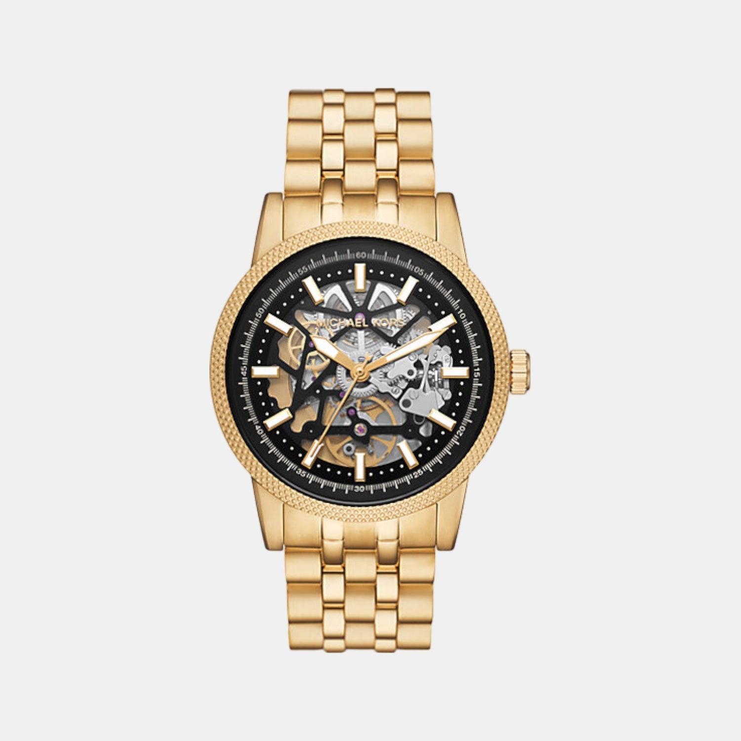 Michael Kors Hutton Men Automatic Black Dial Analog Stainless Steel Watch Mko1075