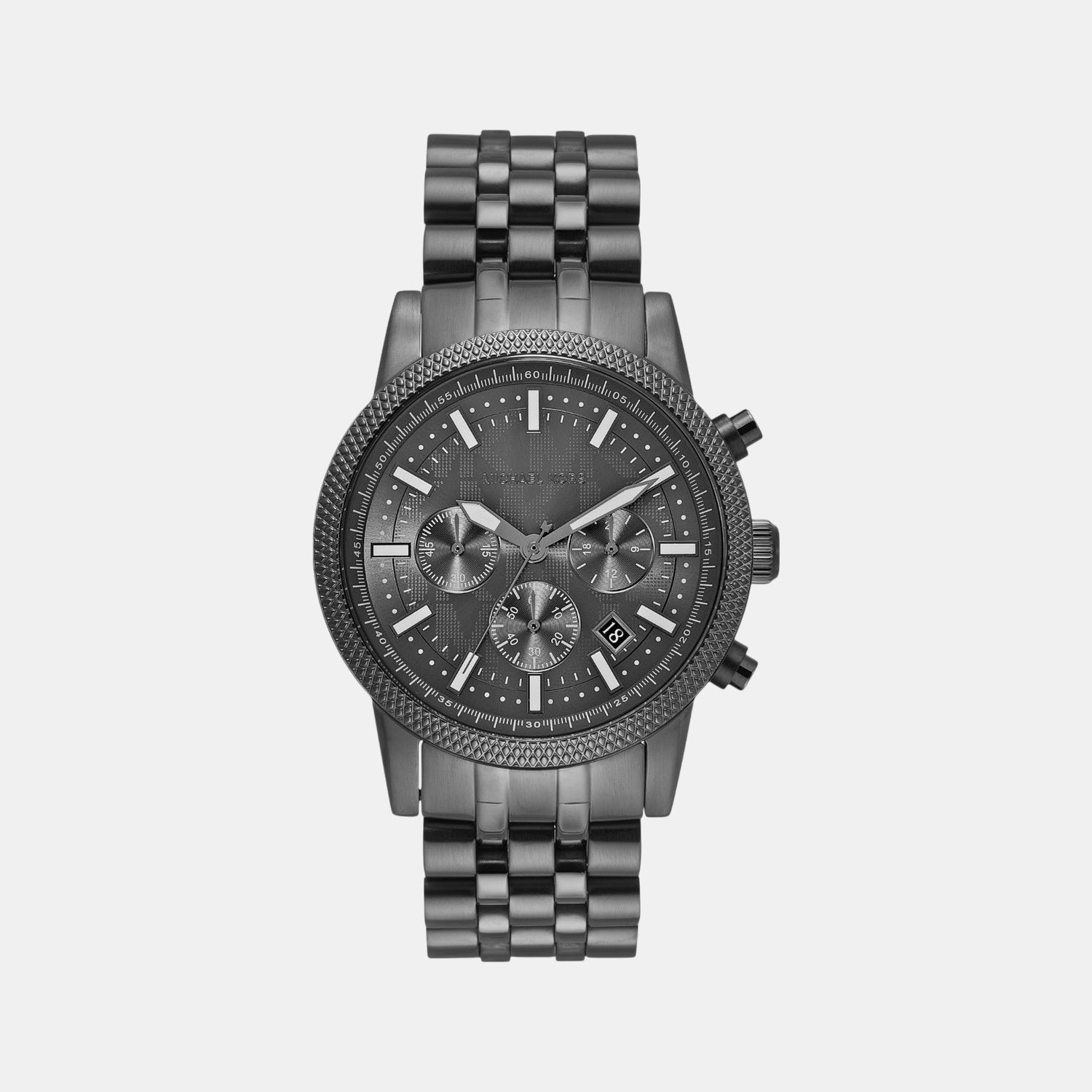 Michael Kors Hutton Men Quartz Grey Dial Chronograph Stainless Steel Watch Mko1164
