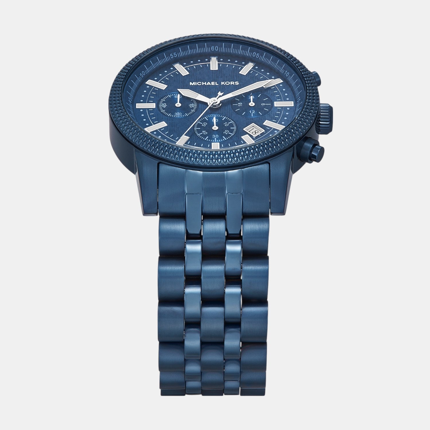 Michael Kors Hutton Men Quartz Blue Dial Chronograph Stainless Steel Watch Mko1165
