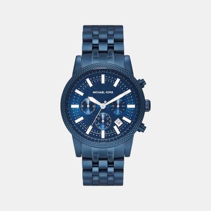 Michael Kors Hutton Men Quartz Blue Dial Chronograph Stainless Steel Watch Mko1165