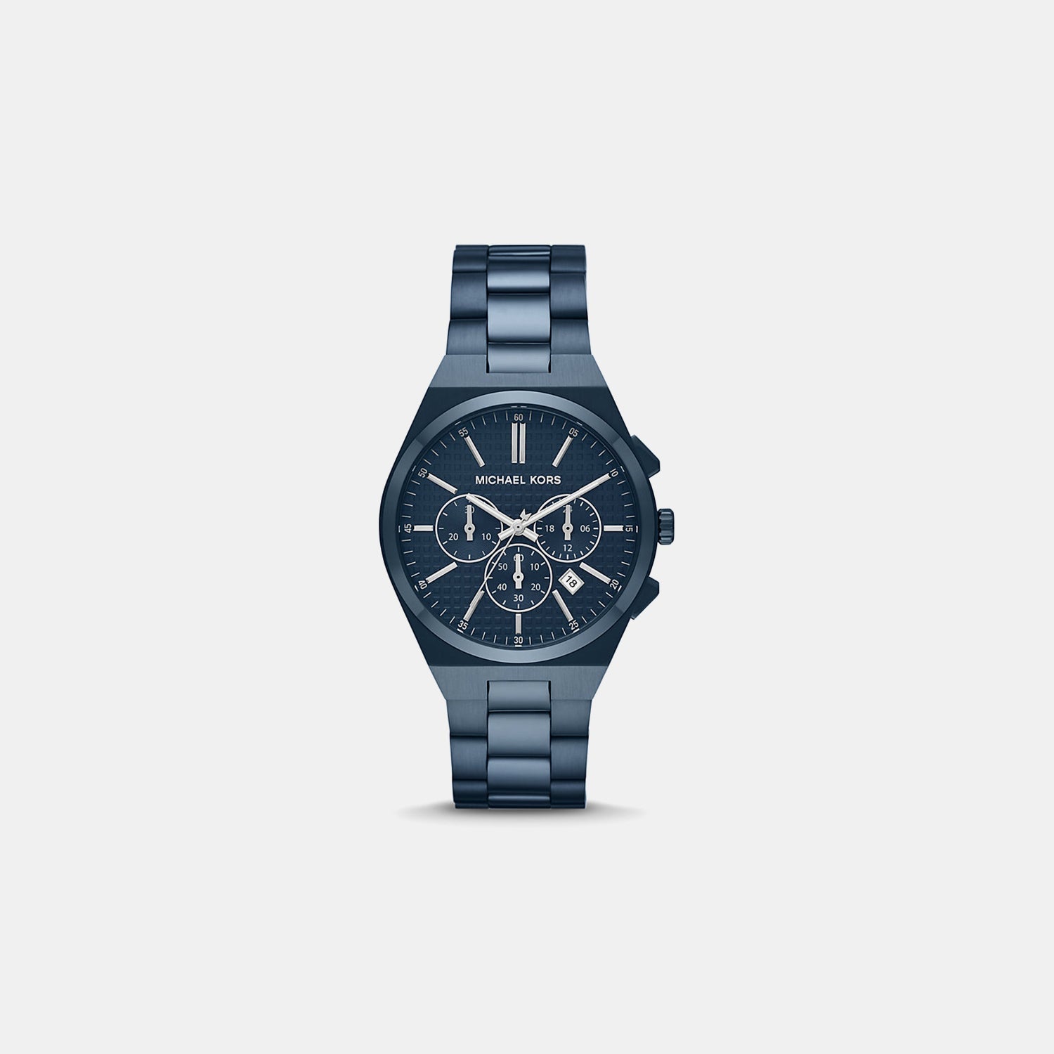 Michael Kors Oversized Lennox Men Quartz Blue Dial Chronograph Stainless Steel Watch Mko1235