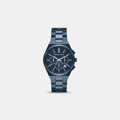 Michael Kors Oversized Lennox Men Quartz Blue Dial Chronograph Stainless Steel Watch Mko1235