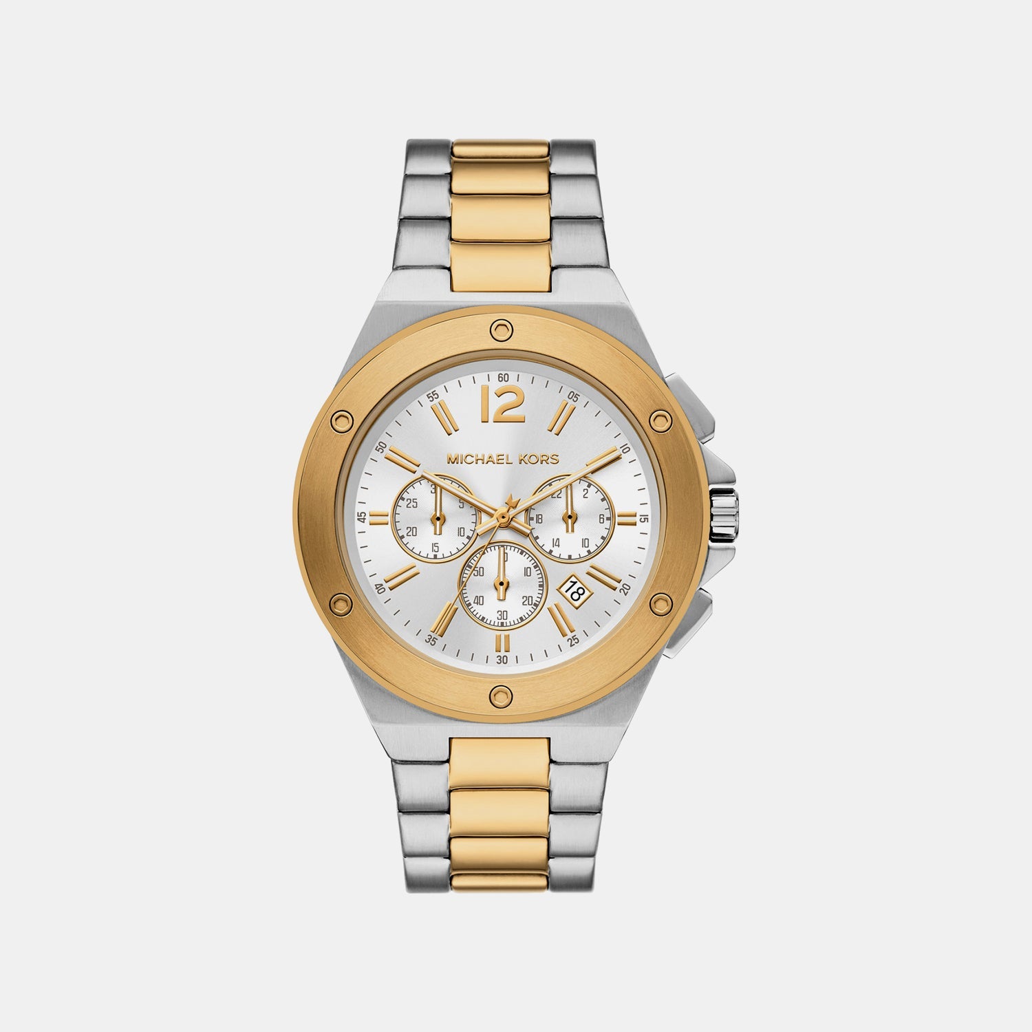 Michael Kors Lennox Men Quartz White Dial Chronograph Stainless Steel Watch Mko1237