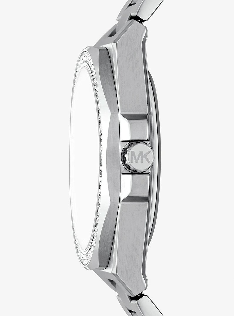 Oversized Callum Pave Silver-Tone Watch Silver Silver