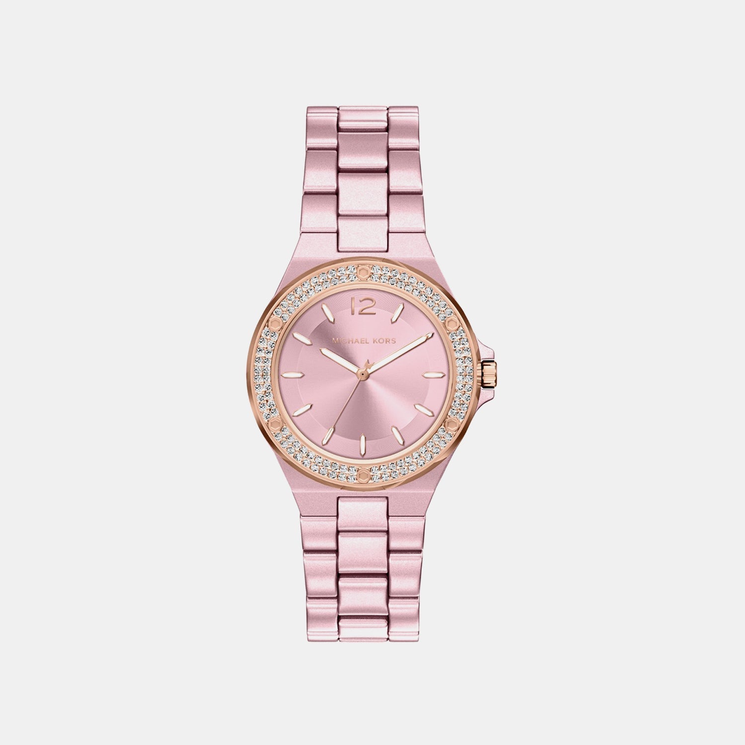Michael Kors Lennox Women Quartz Pink Dial Analog Stainless Steel Watch Mko1254