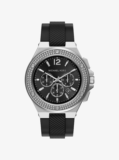 Oversized Lennox Pave Silver-Tone and Silicone Watch Silver Silver