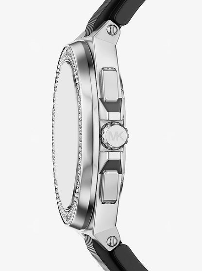 Oversized Lennox Pave Silver-Tone and Silicone Watch Silver Silver