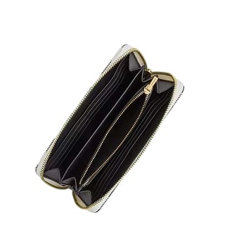 Coach Black White Gingham Checks Zip Around Wallet