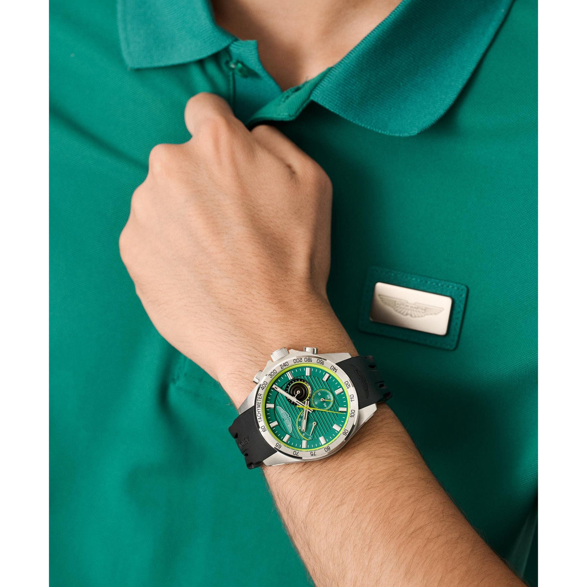 Aston Martin Green Round Dial Analog Men's Watch MTRH1F5023E
