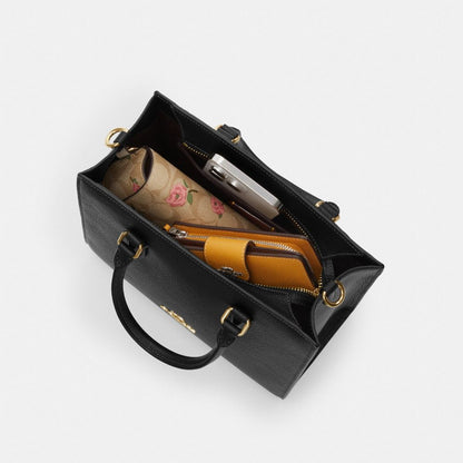 Coach Maggie Small Tote Bag In Blocked Signature Canvas Gold Walnut Tan