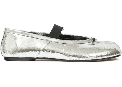 Maison Margiela Tabi Ballerina Flat Elastic Band Textured Silver Black (Women'S)
