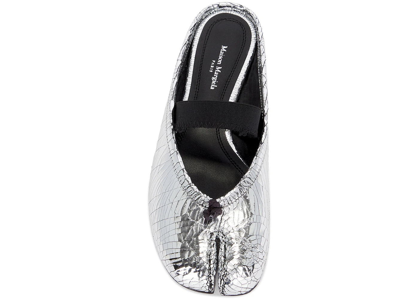 Maison Margiela Tabi Ballet Mule Textured Silver Black Womens