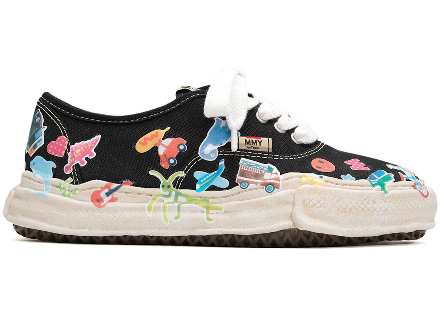maison mihara yasuhiro baker og sole canvas low printed sticker black