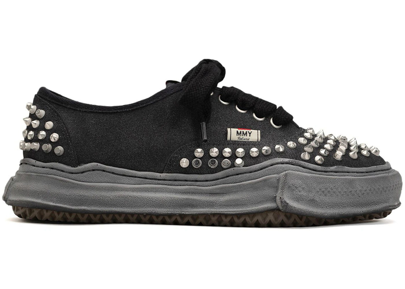 maison mihara yasuhiro baker og sole studded canvas low black black