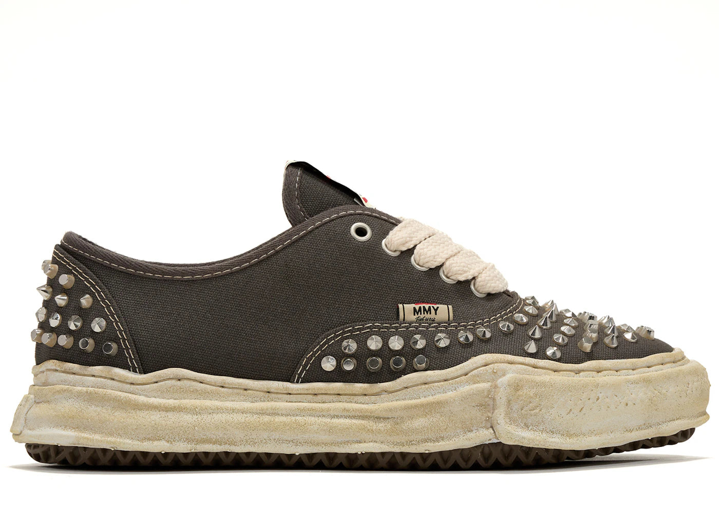 maison mihara yasuhiro baker og sole studded canvas low grey