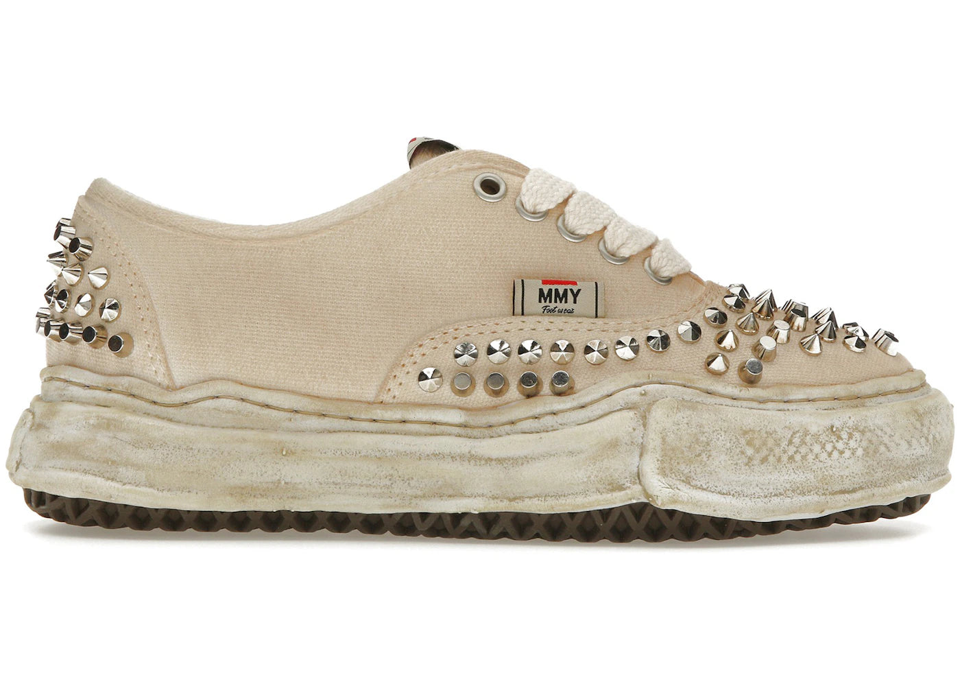 maison mihara yasuhiro baker og sole studded canvas low white