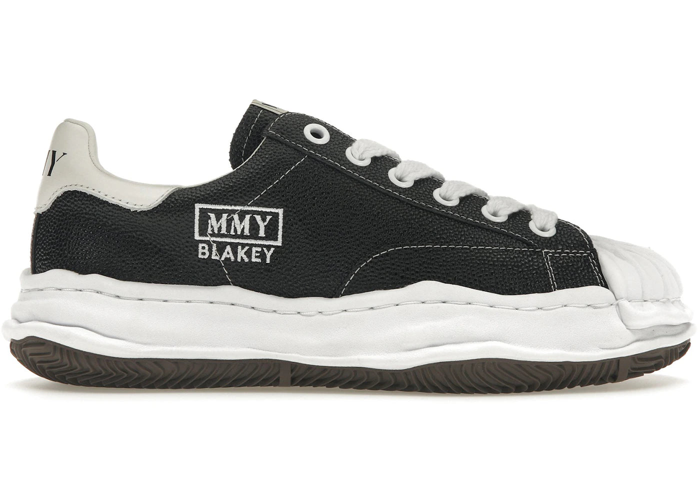 maison mihara yasuhiro blakey og sole embossed leather low black