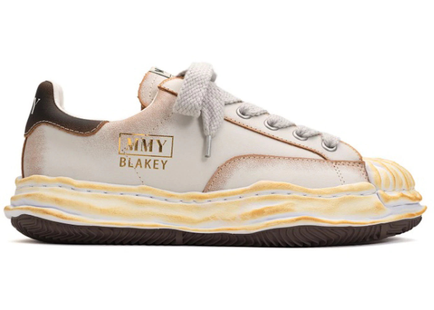 maison mihara yasuhiro blakey og sole vegan leather low white