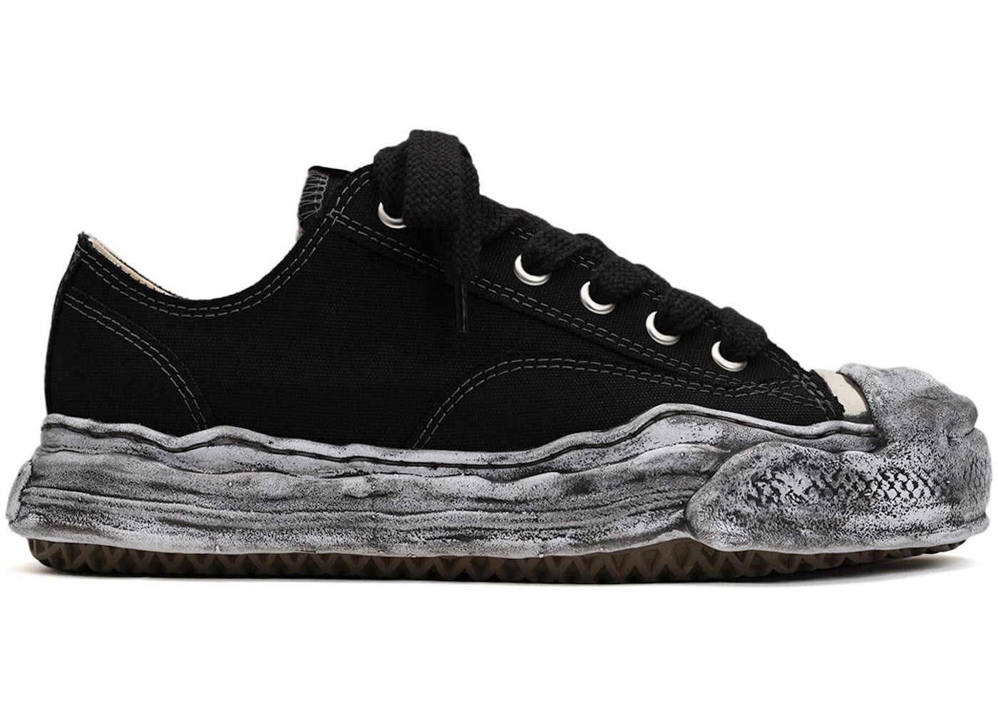 maison mihara yasuhiro hank og sole garment dyed canvas low black white