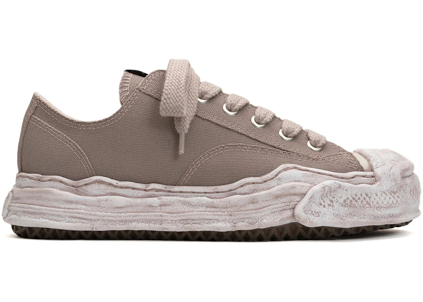 maison mihara yasuhiro hank og sole garment dyed canvas low grey