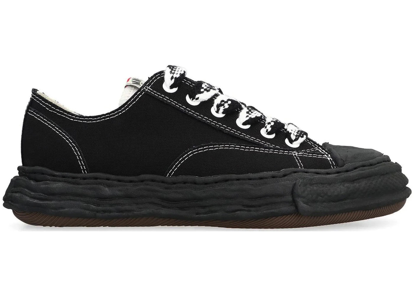 maison mihara yasuhiro peterson 23 og sole canvas low black white checkered laces