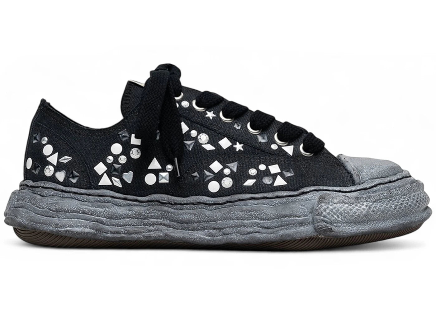 Maison Mihara Yasuhiro Peterson 23 Og Sole Embellished Canvas Low Black