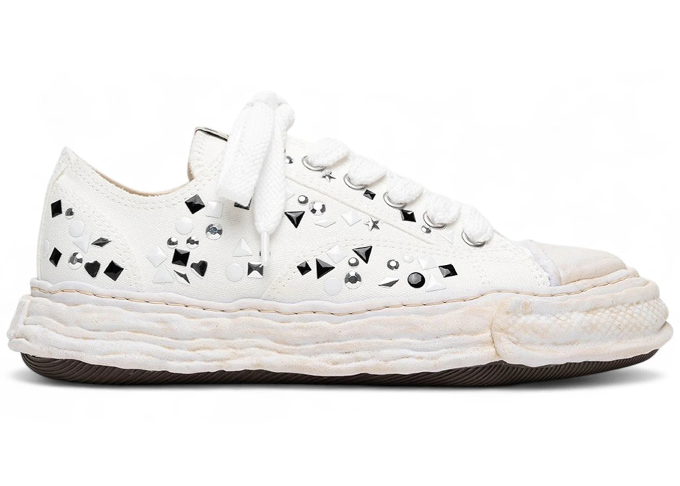 Maison Mihara Yasuhiro Peterson 23 Og Sole Embellished Canvas Low White
