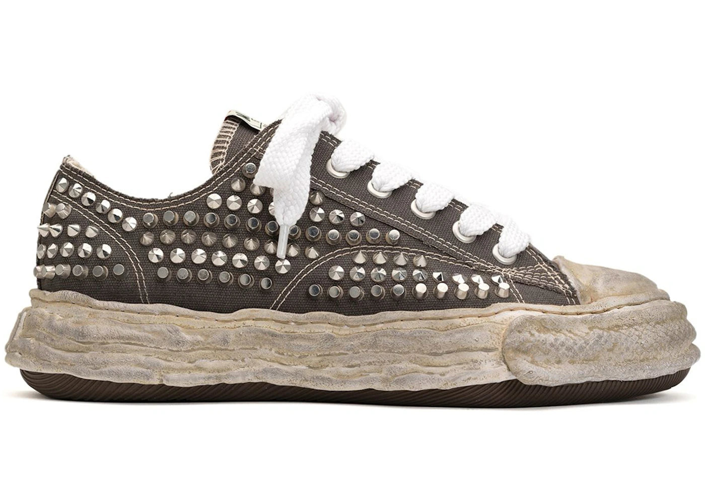 maison mihara yasuhiro peterson 23 og sole studded canvas low grey