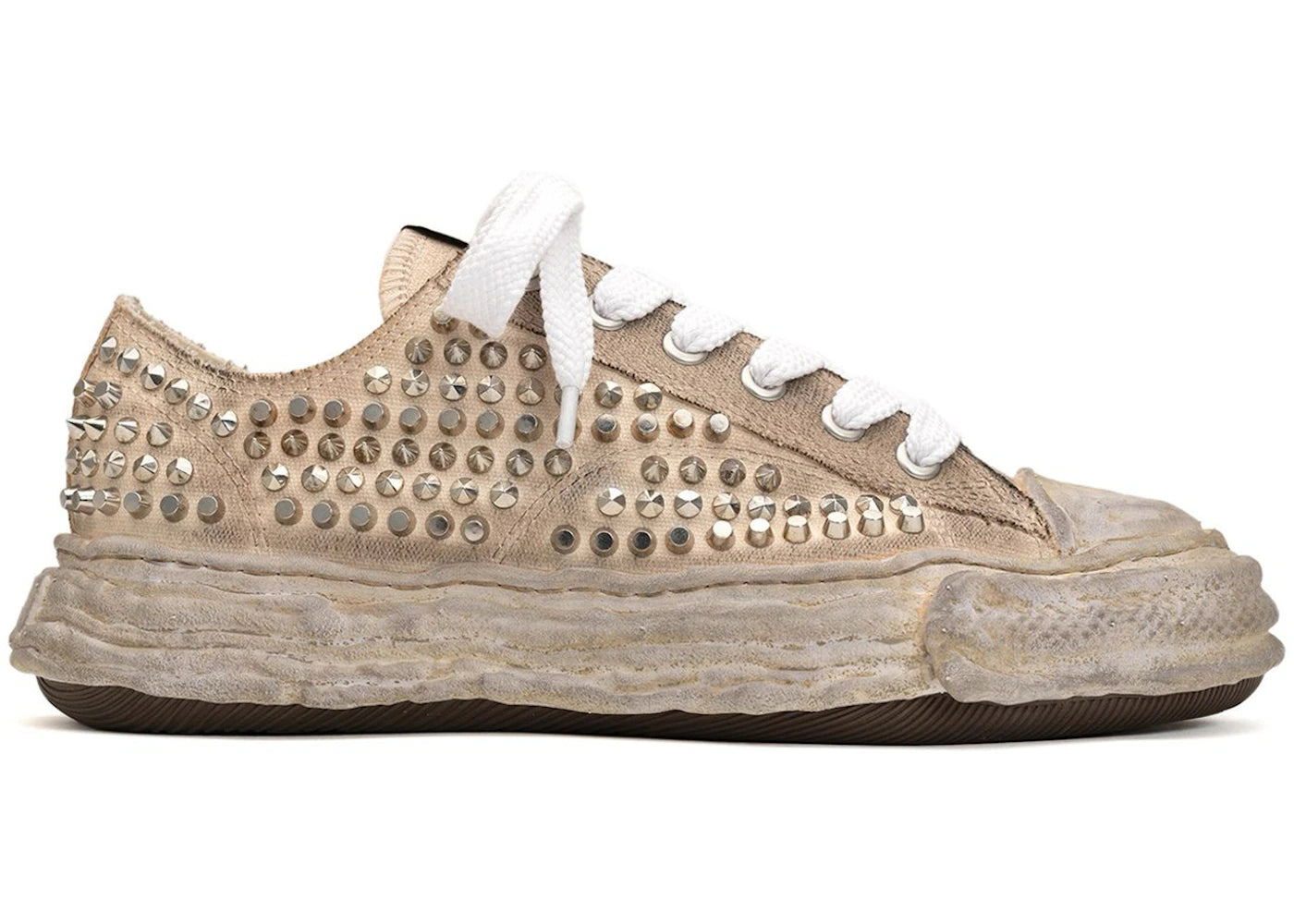 maison mihara yasuhiro peterson 23 og sole studded canvas low white