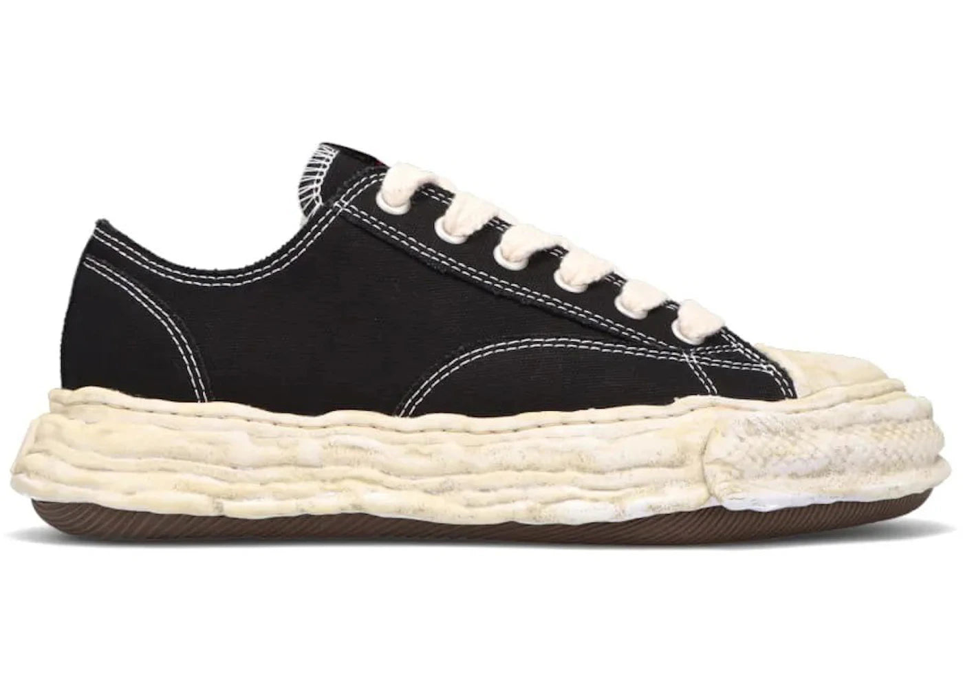 maison mihara yasuhiro peterson 23 vintage sole canvas low black white