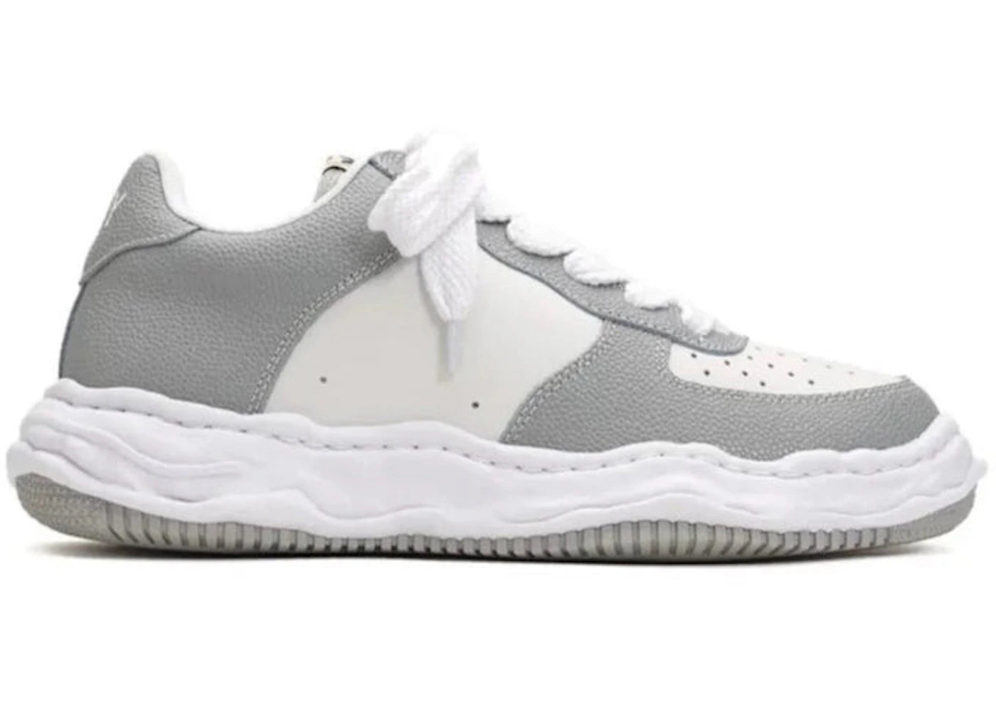Maison Mihara Yasuhiro Wayne Og Sole Embossed Leather Low Grey White