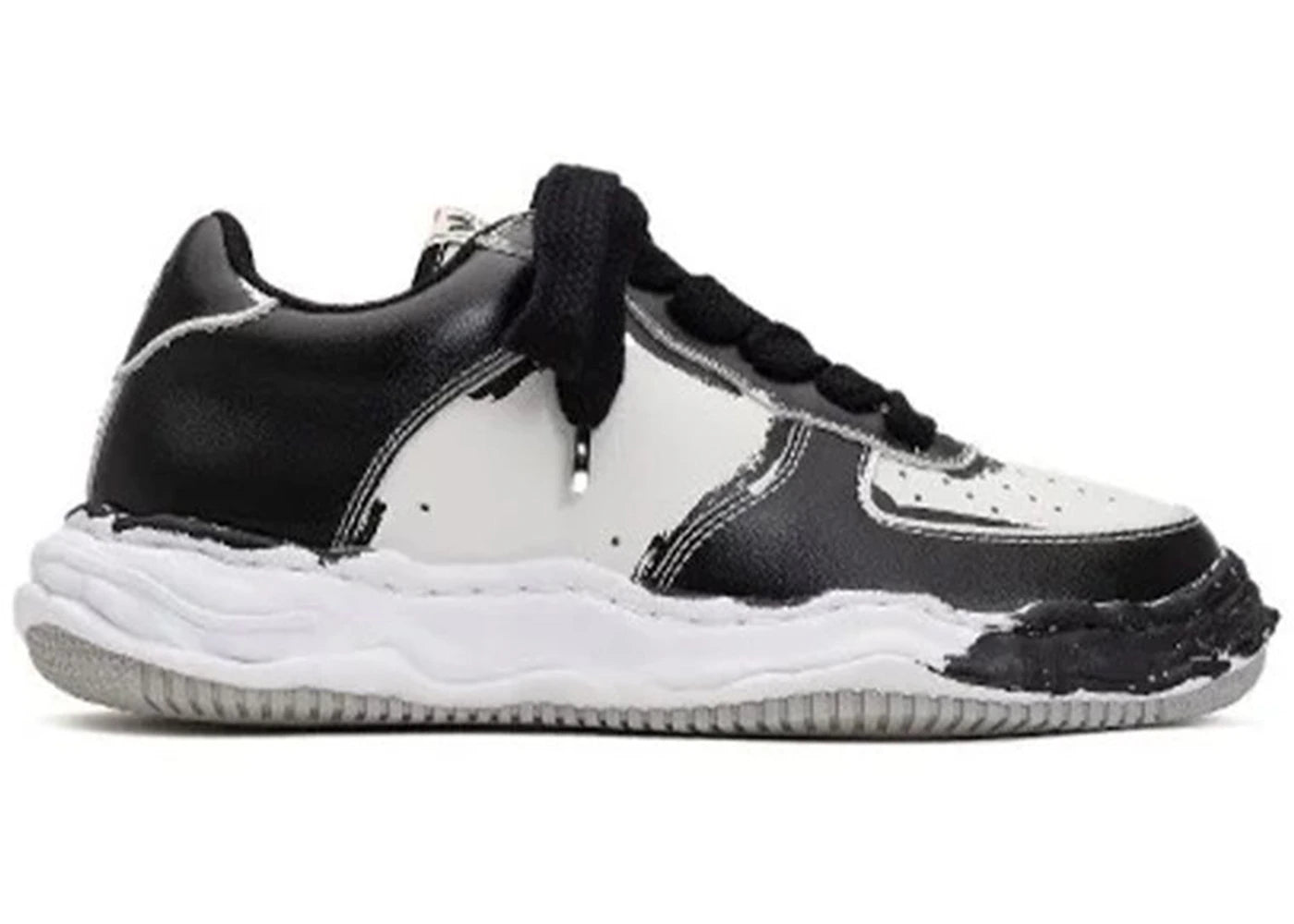 Maison Mihara Yasuhiro Wayne Og Sole Printed Leather Low Black White
