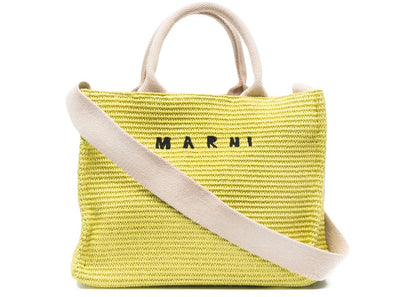 Marni Embroidered Logo Tote Bag Acid Green