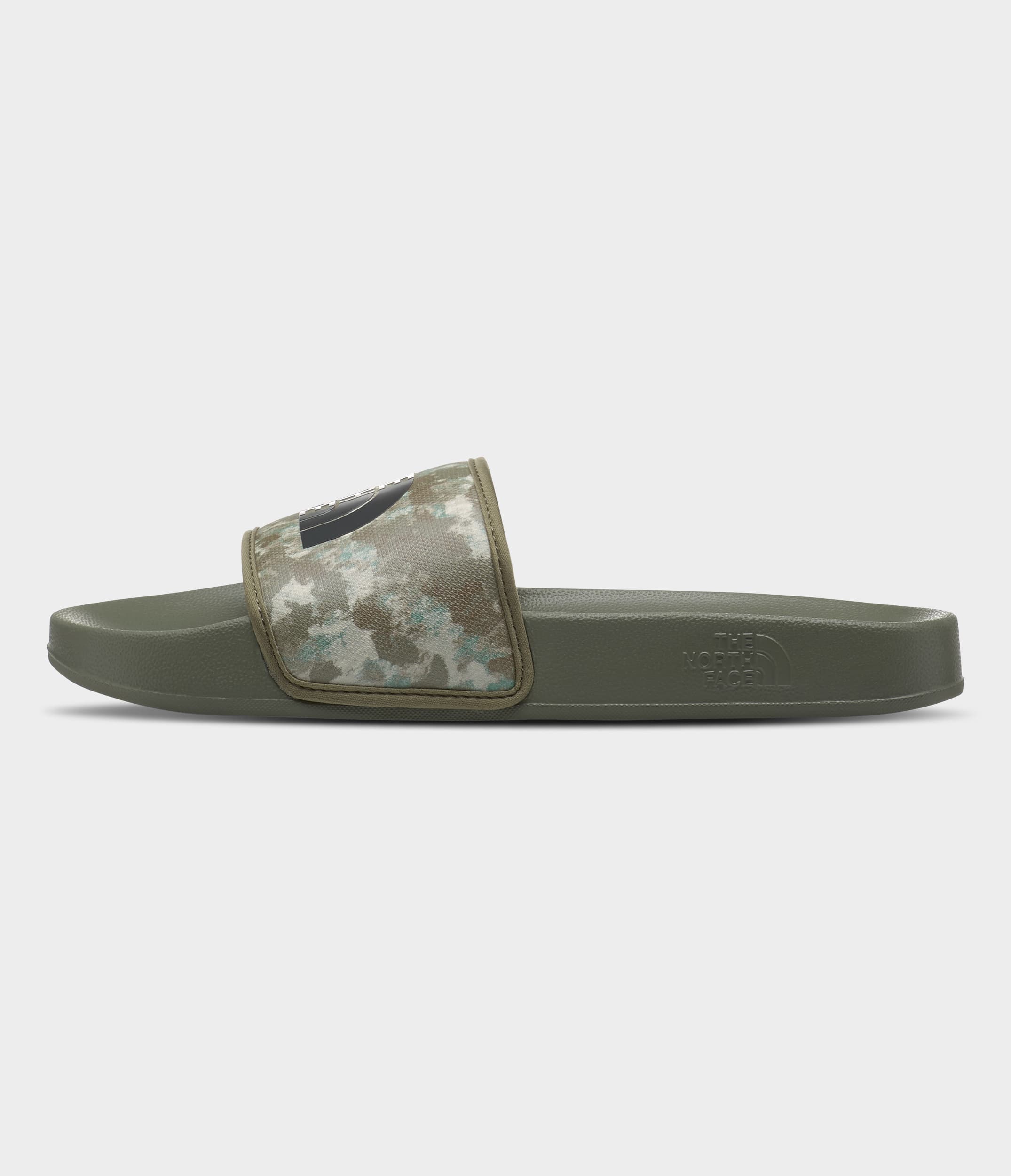 The North Face Mens Base Camp Slides Iii Military Olive Stippled Camo Print Military Olive Stippled Camo Print